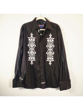 English Laundry Christopher Wicks Baroque Embroidered Shirt XL NWOT Gothic Y2K